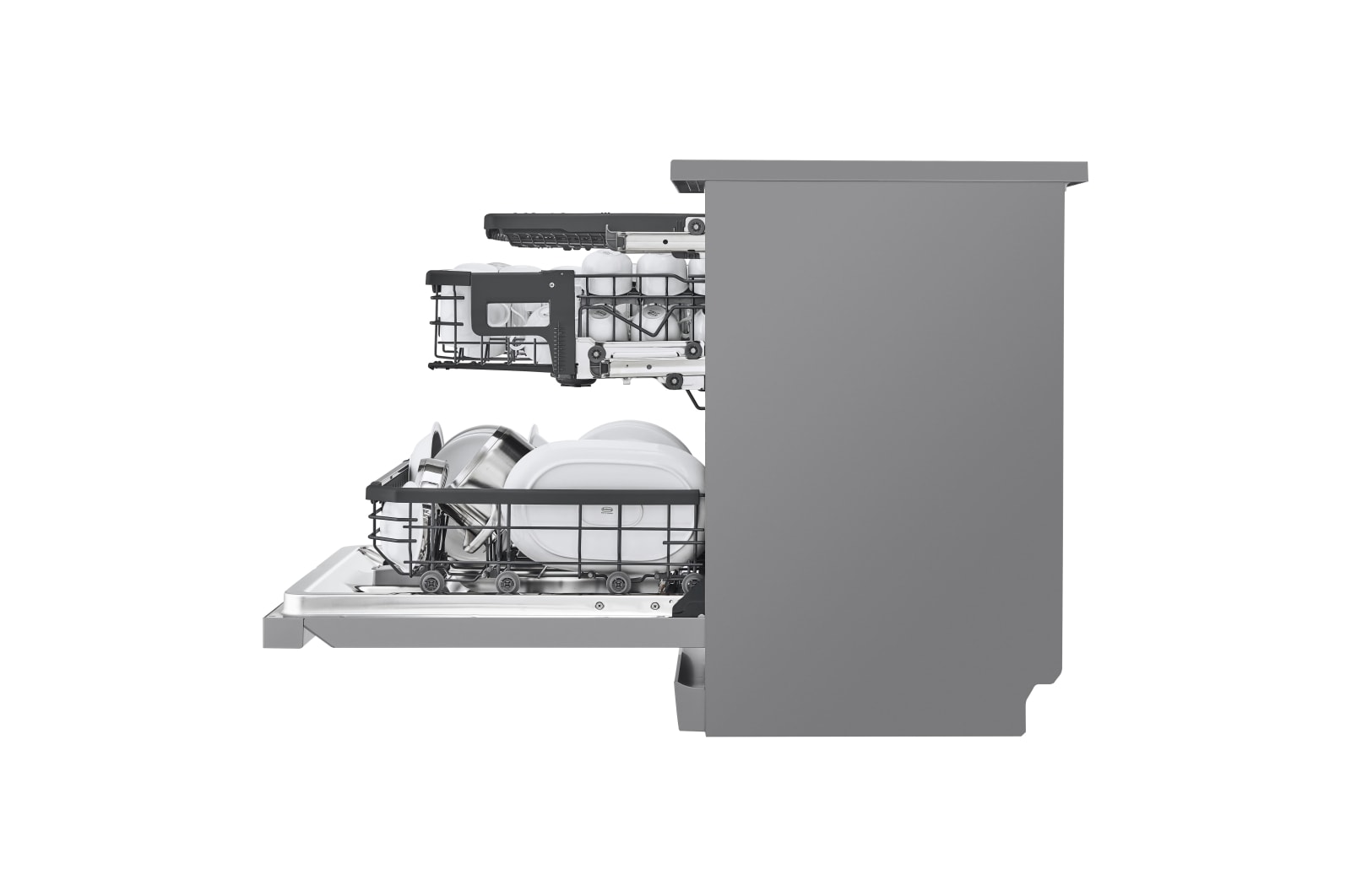 LG Máquina de Lavar Loiça | 14 conjuntos | Etiqueta energética C | QuadWash™ | EasyRack™ | TrueSteam™ | Abertura automática de porta, DF455HSS