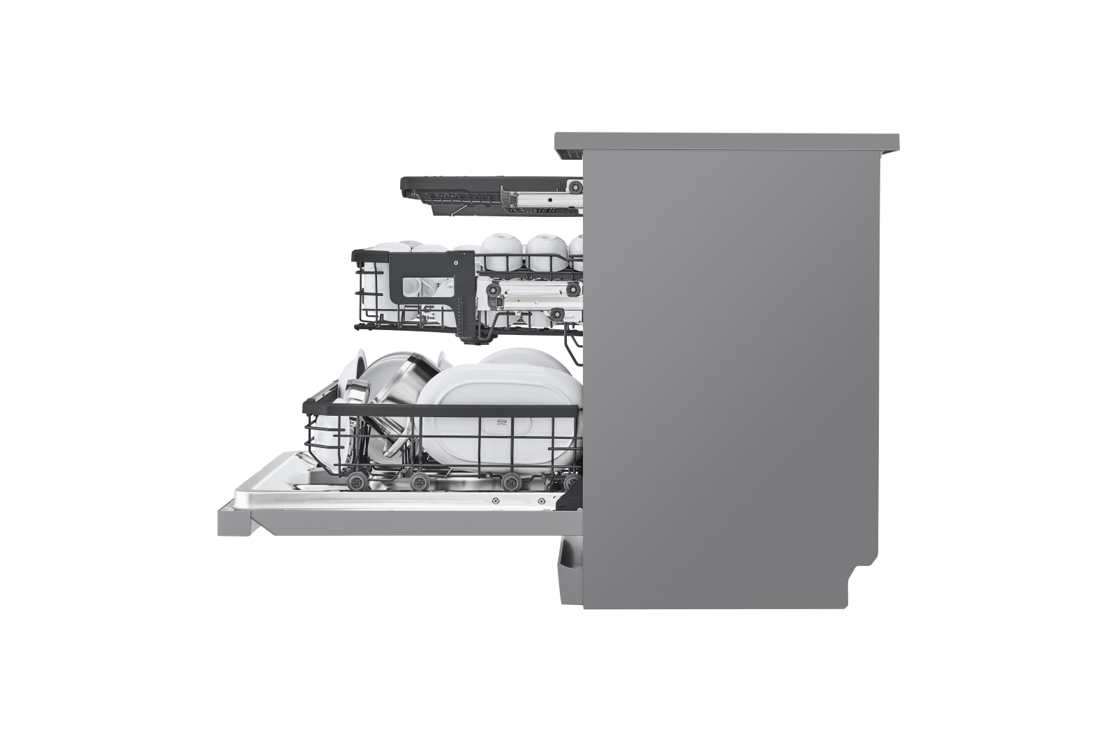 LG Máquina de Lavar Loiça | 14 conjuntos | Etiqueta energética C | QuadWash™ | EasyRack™ | TrueSteam™ | Abertura automática de porta, DF455HSS