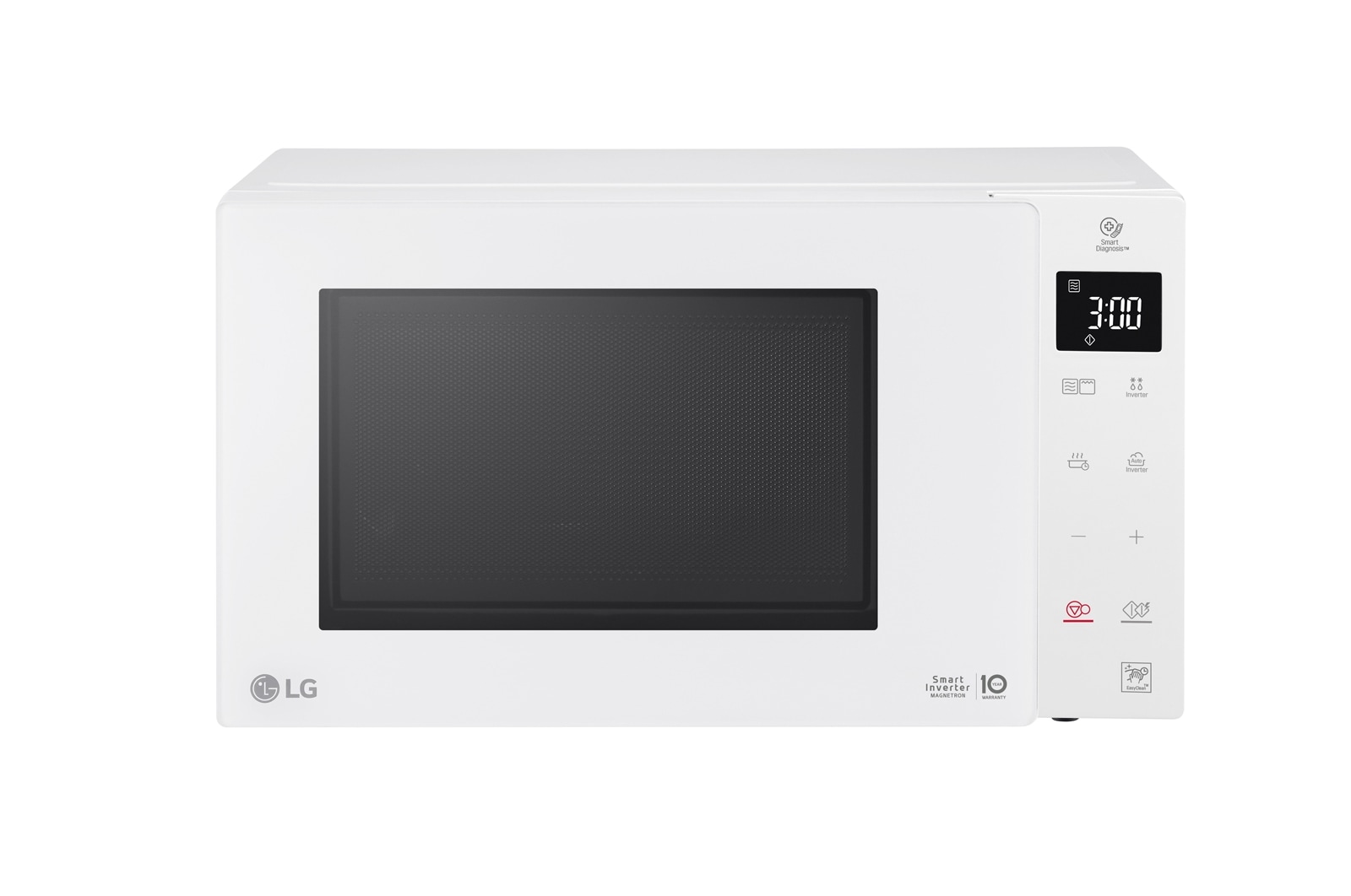 Vista frontal de Micro-ondas com grill LG NeoChef™ MH6336GIH, 23 litros, 1000 W, Smart Inverter, EasyClean™, branco MH6336GIH
