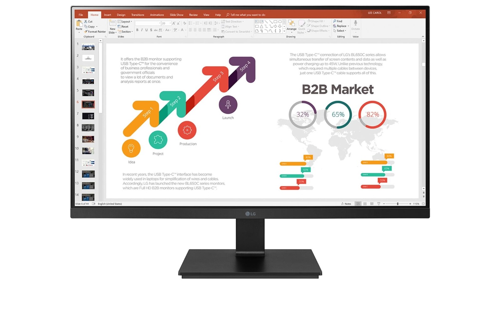 Vista frontal de Monitor IPS Full HD de 23.8&#34; 24BL650C-B