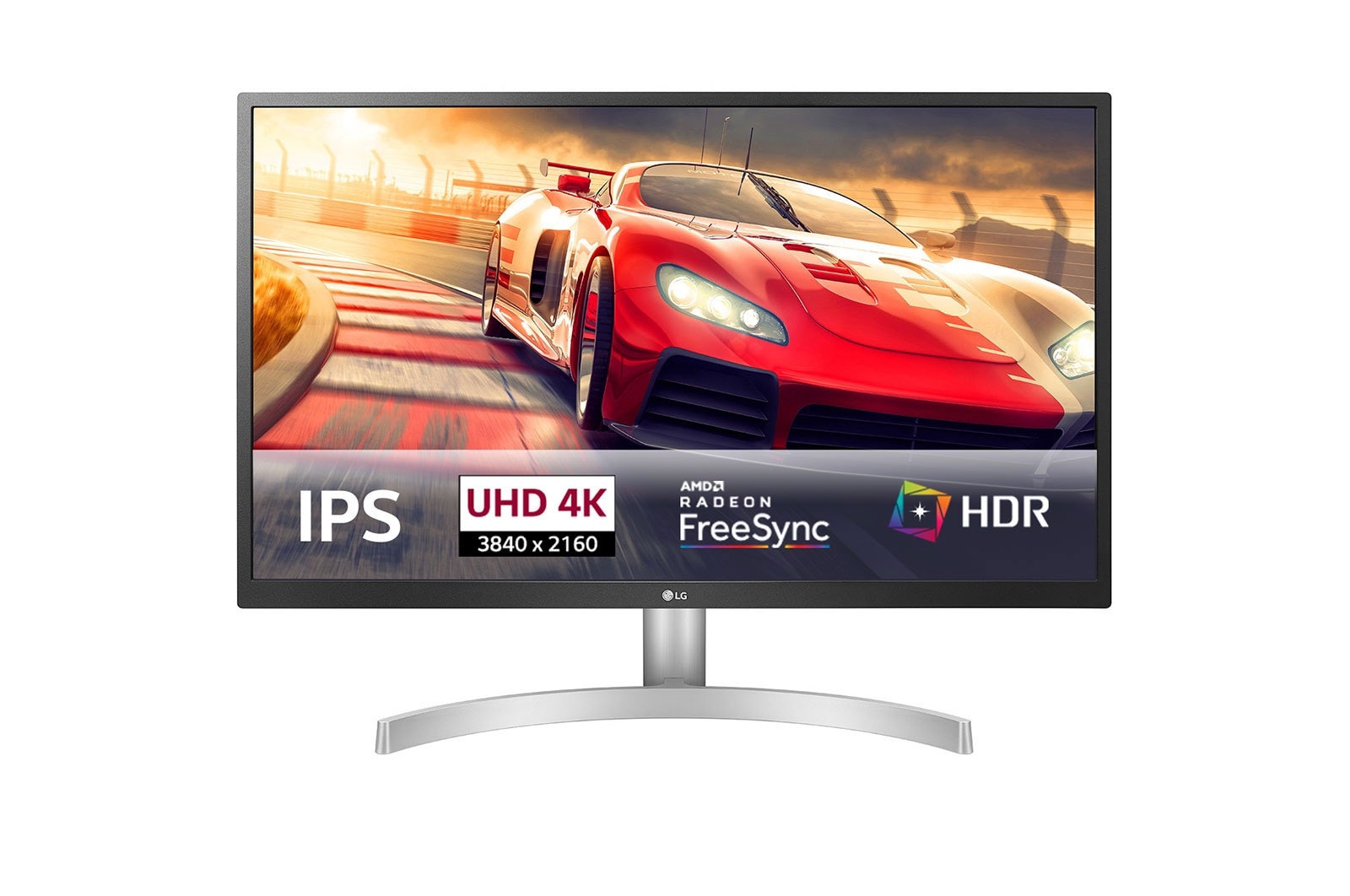 Vista frontal de Monitor LG IPS UHD 4K de 27&#34; com Radeon Freesync™ 27UL500P-W