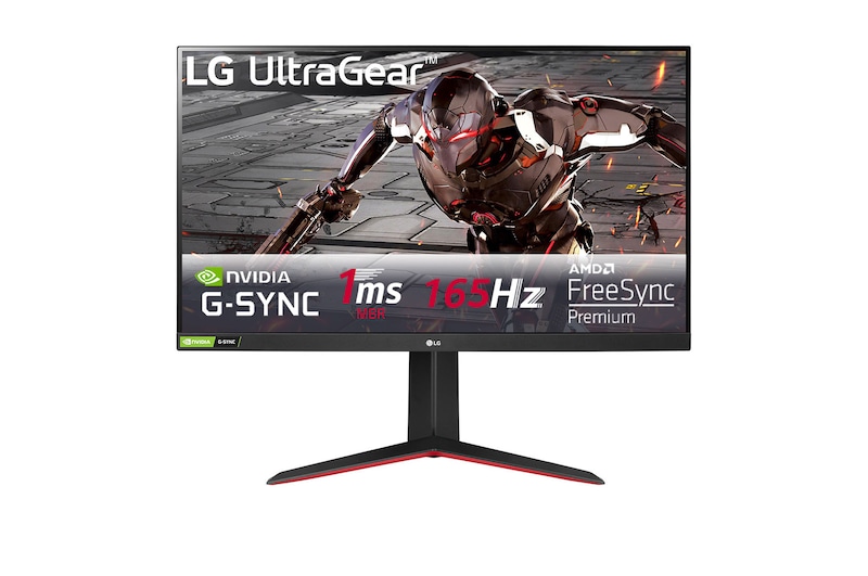 Vista frontal de Monitor de jogo Full HD ﻿UltraGear™ de 31,5" com 165 Hz, MBR de 1 ms e compatível com NVIDIA® G-SYNC® 32GN550-B