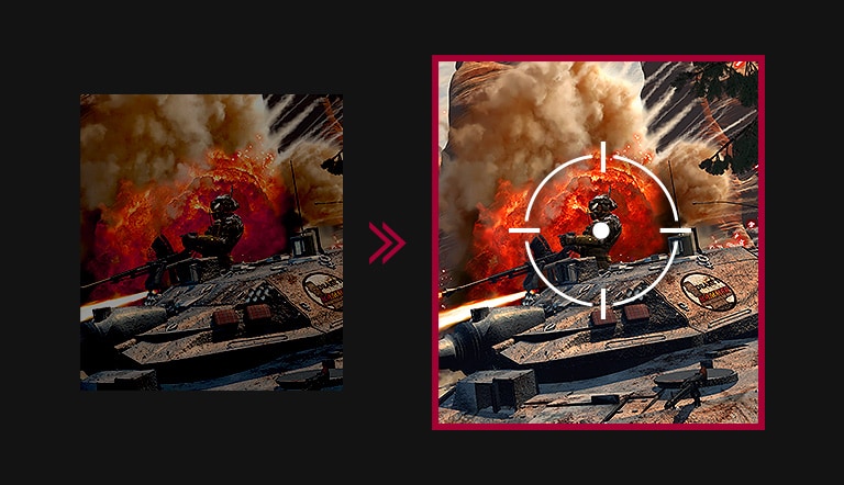 Imagem quando o Black Stabilizer está desligado em comparação com a imagem quando o Black Stabilizer está ligado.