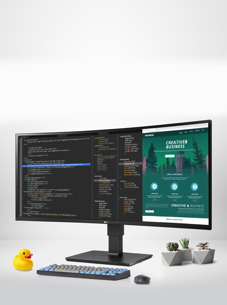 Ao fornecer um ecrã Full HD UltraWide™ 2560x1080, IPS, sRGB 99% e HDR 10, pode ver mais e criar melhor.