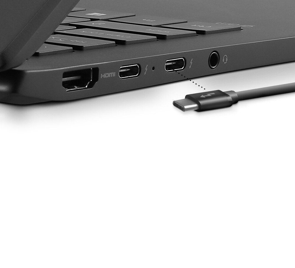Port Thunderbolt™ 4 umożliwia ładowanie, przesyłanie danych i przesyłanie sygnału wideo jednocześnie