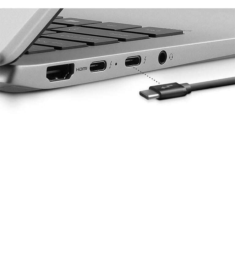 Port Thunderbolt™ 4 umożliwia ładowanie, przesyłanie danych i przesyłanie sygnału wideo jednocześnie