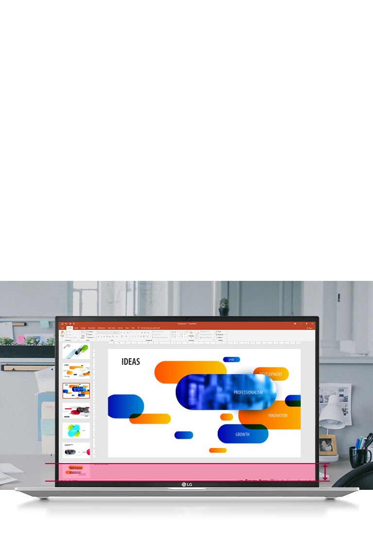 16:10 um ecrã grande que lhe permite ver mais dados no seu PowerPoint