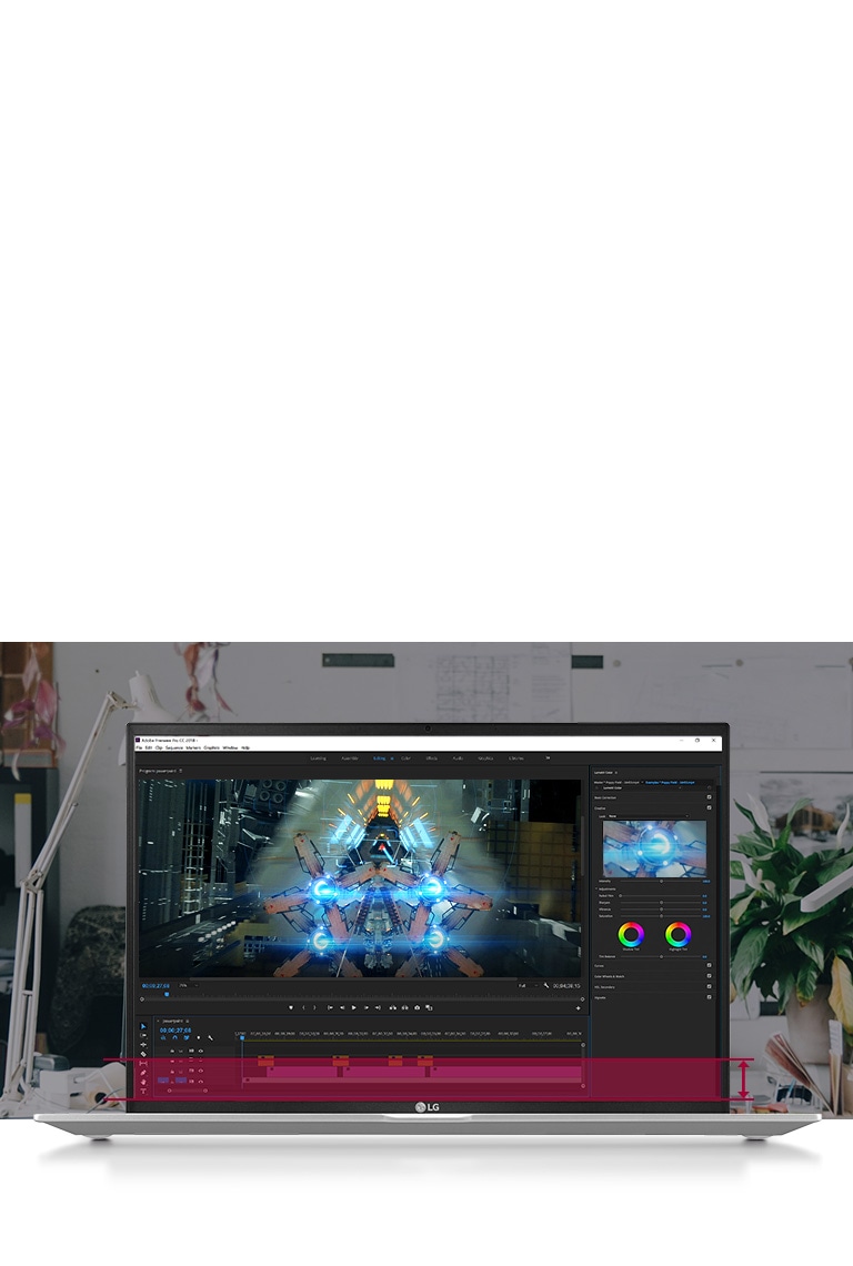 16:10 um ecrã grande que lhe permite ver mais e melhor o seu trabalho de edição de vídeo sem ter que deslizar o seu ecrã para baixo