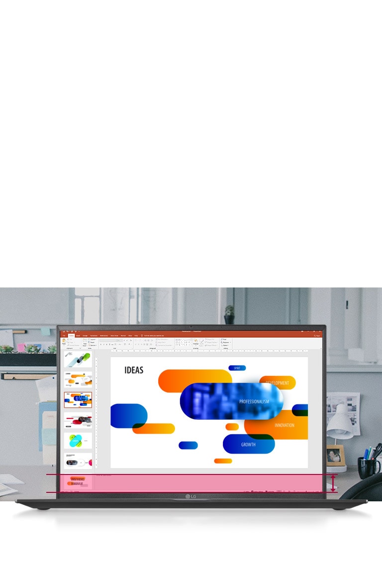16:10 um ecrã grande que lhe permite ver mais dados no seu PowerPoint