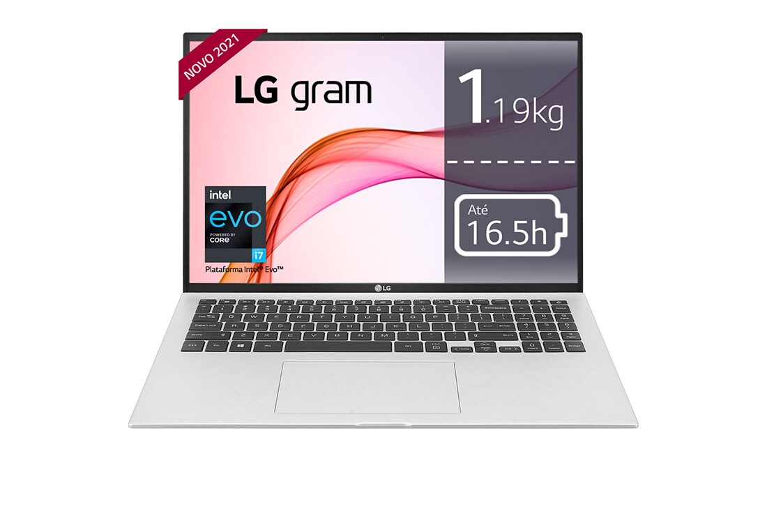 LG Portátil LG gram Ultraleve com ecrã 16" IPS e Plataforma Intel® Evo™, 16Z90P-G.AA82P