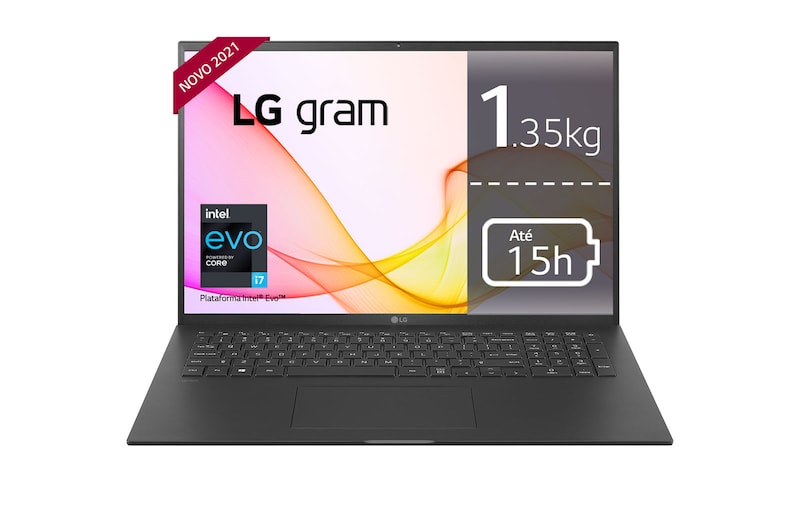 LG Portátil LG gram Ultraleve com ecrã 17'' 16:10 IPS e Plataforma Intel® Evo™, 17Z90P-G.AP78P