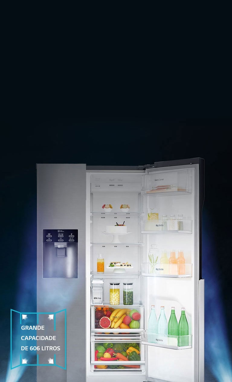 Acesso fácil a uma grande capacidade de 606 litros