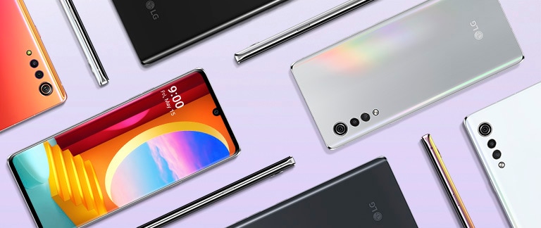 LG Velvet com as suas cores variadas.