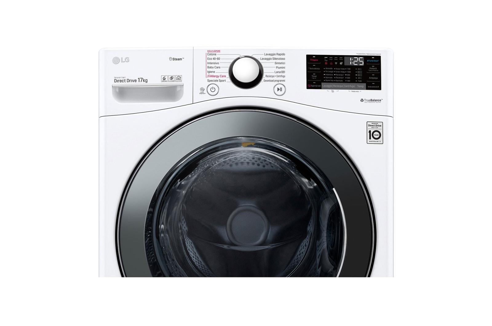 LG Máquina de Lavar roupa | 17 kg | Etiqueta energética E | 1100 r.p.m. | Inverter Direct Drive™ | Steam™ | TurboWash™, F1P1CY2W