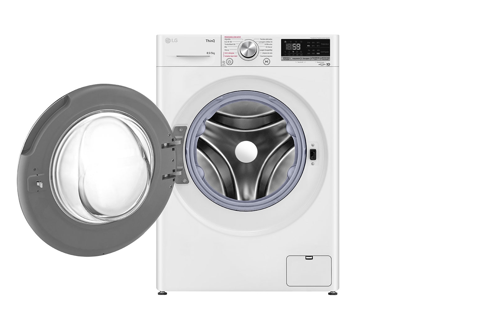 LG Máquina de lavar e secar roupa slim LG F2DV5S85S2W, 8,5/5 kg, eficiência energética C/E, 1200 r.p.m., AI DD™, Steam™, TurboWash™, branco, F2DV5S85S2W