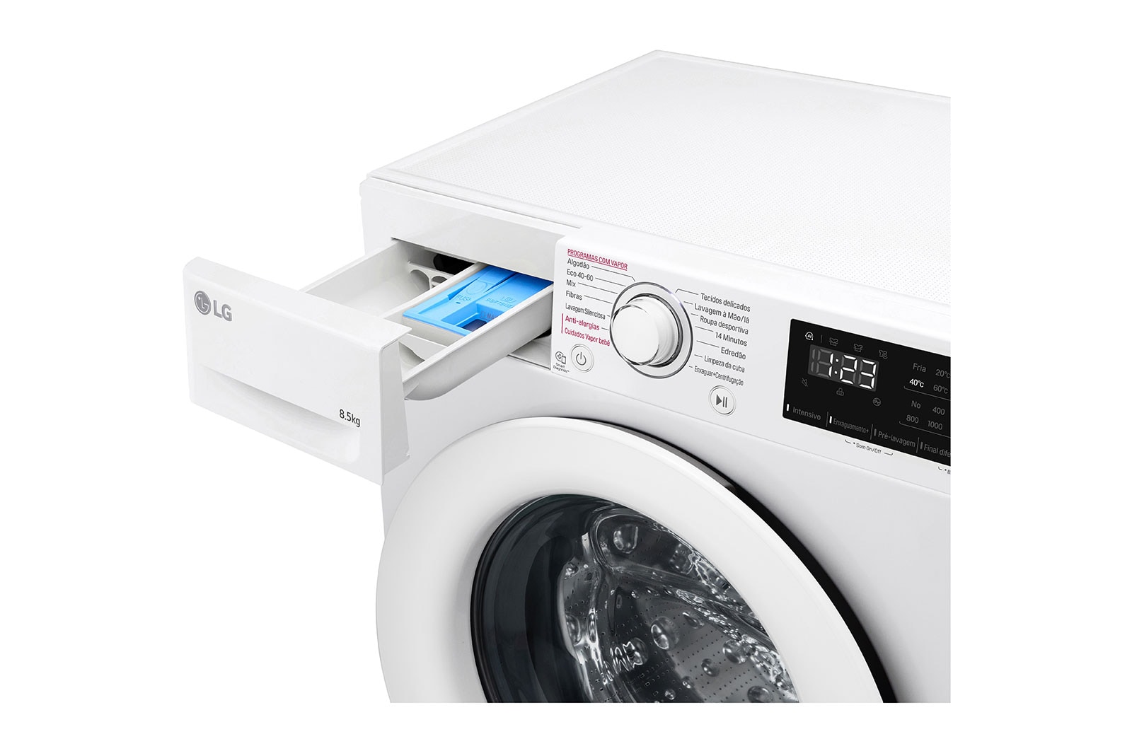 LG Máquina de lavar roupa slim LG F2WV3S85S3W, 8,5 kg, eficiência energética C, 1200 r.p.m., AI DD™, Steam™, branco, F2WV3S85S3W