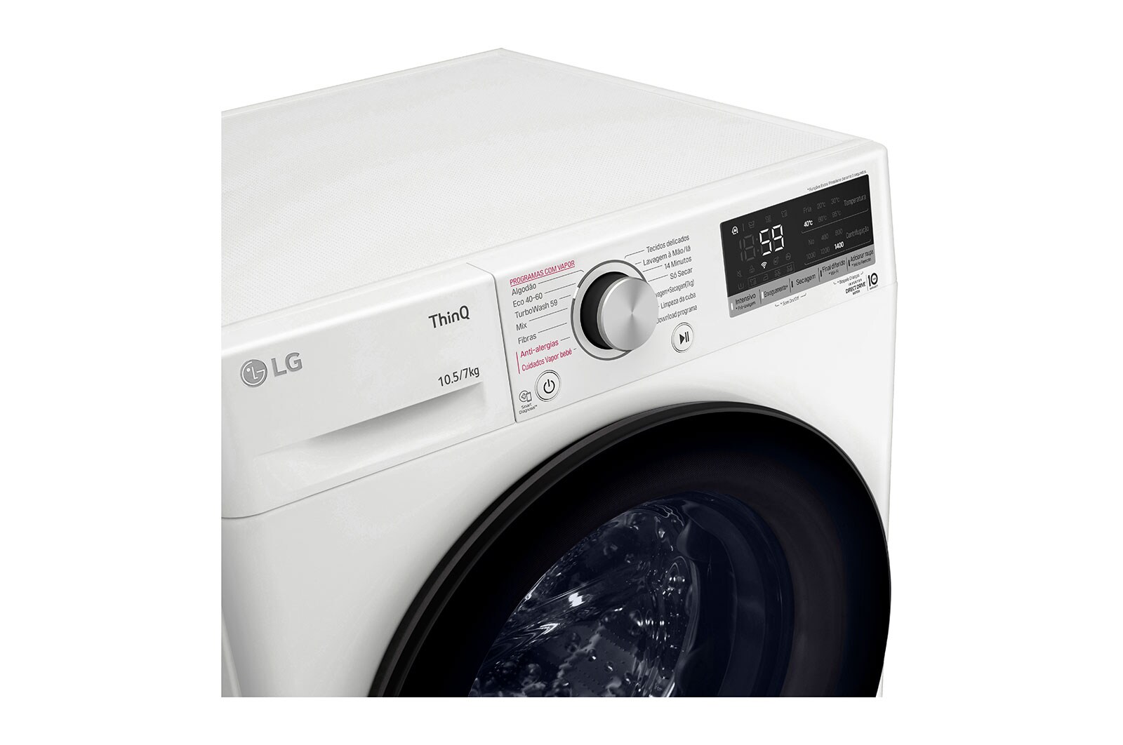 LG Máquina de lavar e secar roupa LG F4DV5010SMW, 10,5/7 kg, eficiência energética B/E, 1400 r.p.m., AI DD™, Steam™, TurboWash™, branco, F4DV5010SMW