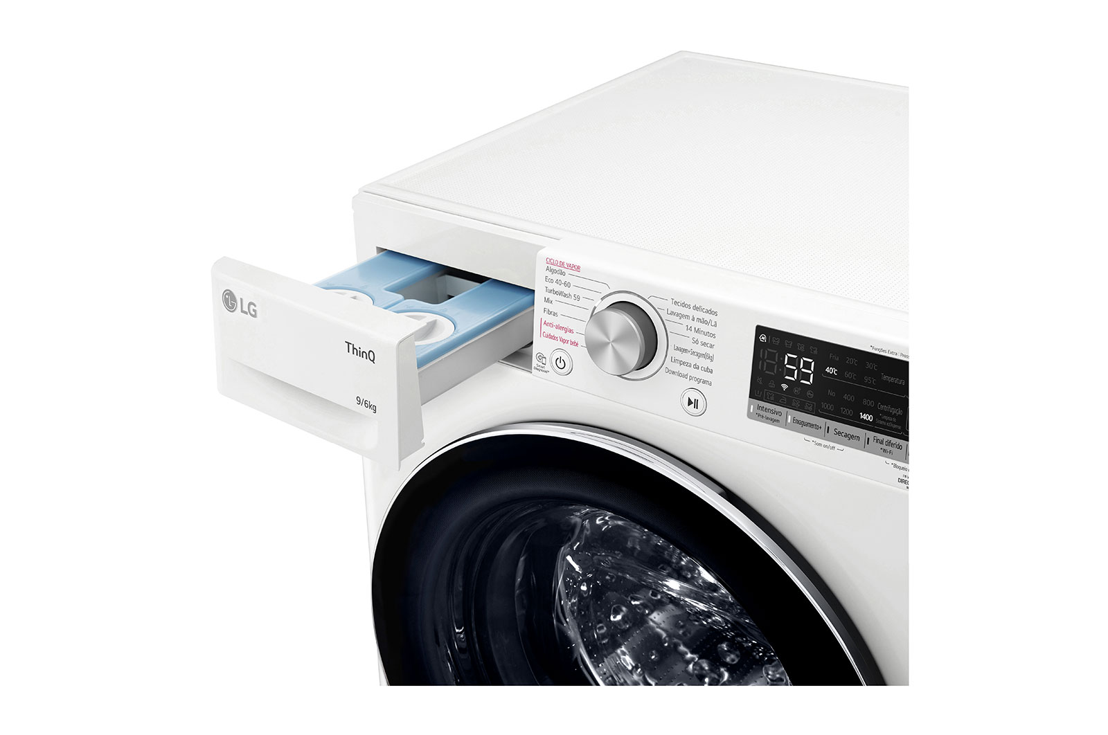 LG Máquina de lavar e secar roupa LG F4DV5509S2W, 9/6 kg, eficiência energética B/E, 1400 r.p.m., AI DD™, Steam™, TurboWash™, ezDispense™, branco, F4DV5509S2W