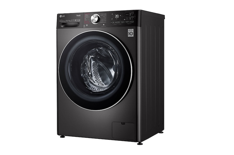 LG Máquina de lavar e secar roupa LG F4DV9510P2B, 10,5/7 kg, eficiência energética A/E, 1400 r.p.m., AI DD™, Steam+™, TurboWash360™, ezDispense™, EcoHybrid™, preto, F4DV9510P2B