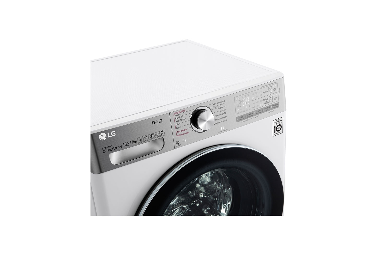 LG Máquina de lavar e secar roupa LG F4DV9510P2W, 10,5/7 kg, eficiência energética A/E, 1400 r.p.m., AI DD™, Steam+™, TurboWash360™, ezDispense™, EcoHybrid™, branco, F4DV9510P2W