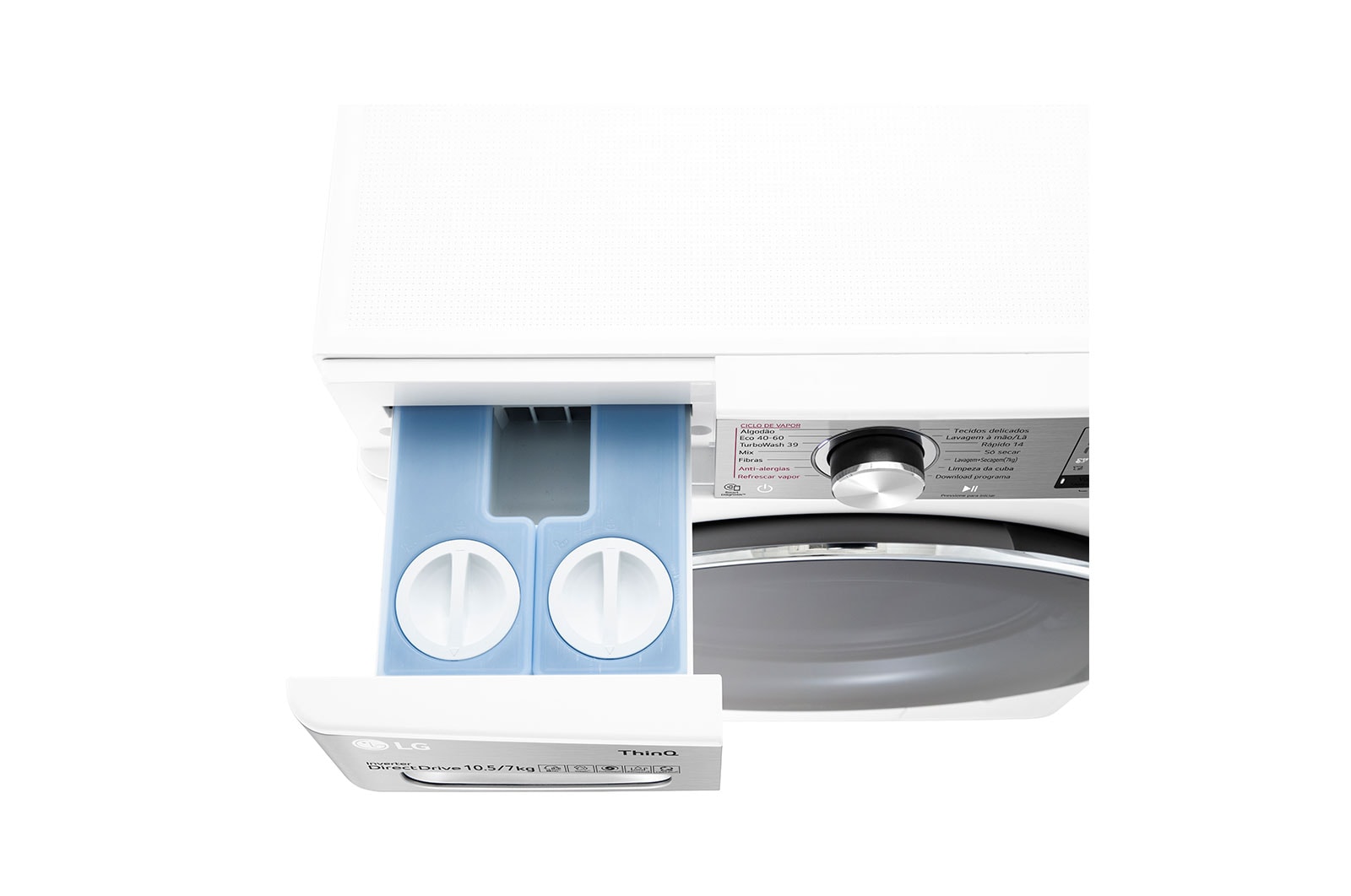 LG Máquina de lavar e secar roupa LG F4DV9510P2W, 10,5/7 kg, eficiência energética A/E, 1400 r.p.m., AI DD™, Steam+™, TurboWash360™, ezDispense™, EcoHybrid™, branco, F4DV9510P2W