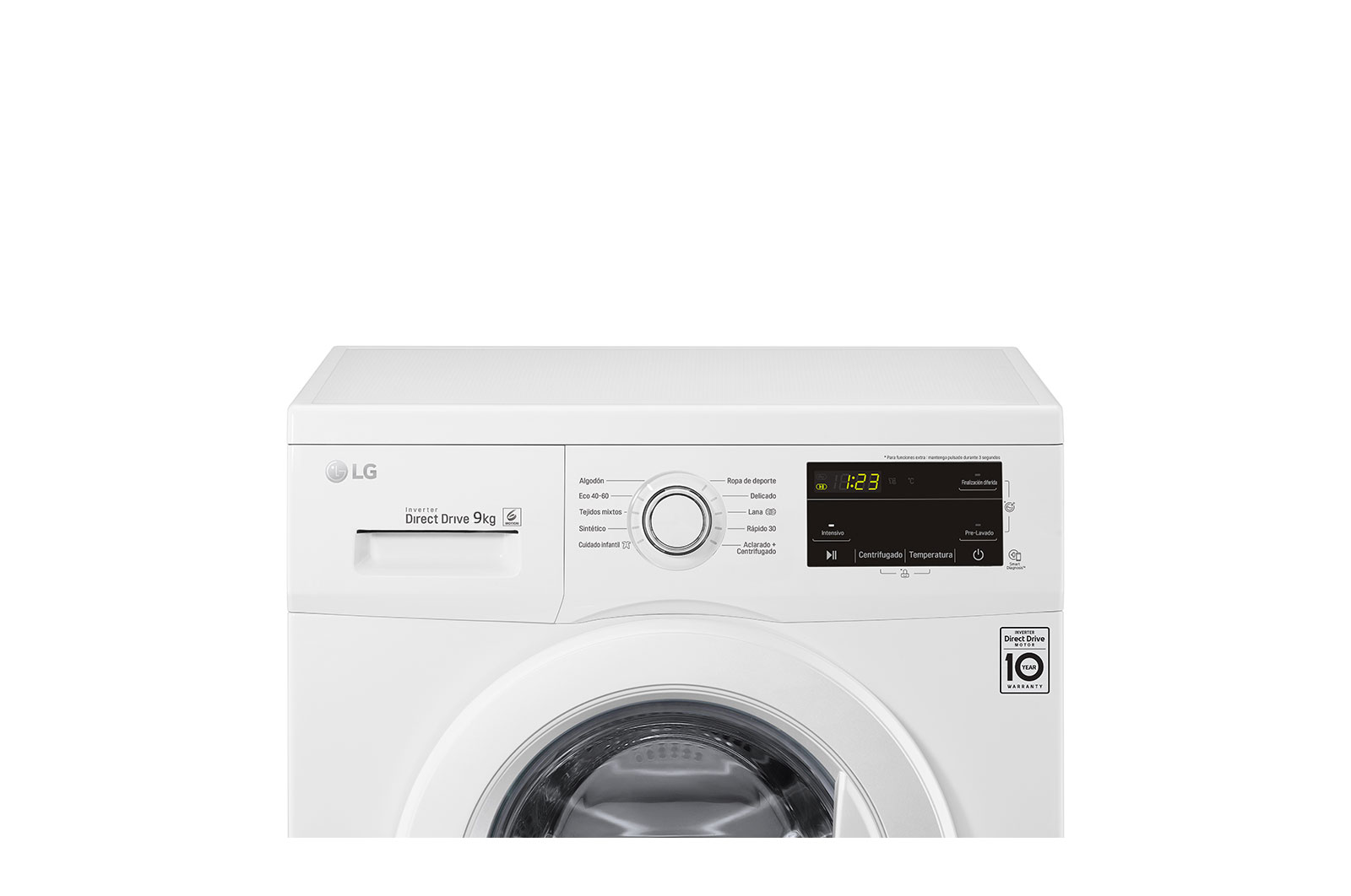 LG Máquina de lavar roupa LG F4J3VY3W, 9 kg, eficiência energética D, 1400 r.p.m., Inverter Direct Drive™, Steam™, branco, F4J3VY3W
