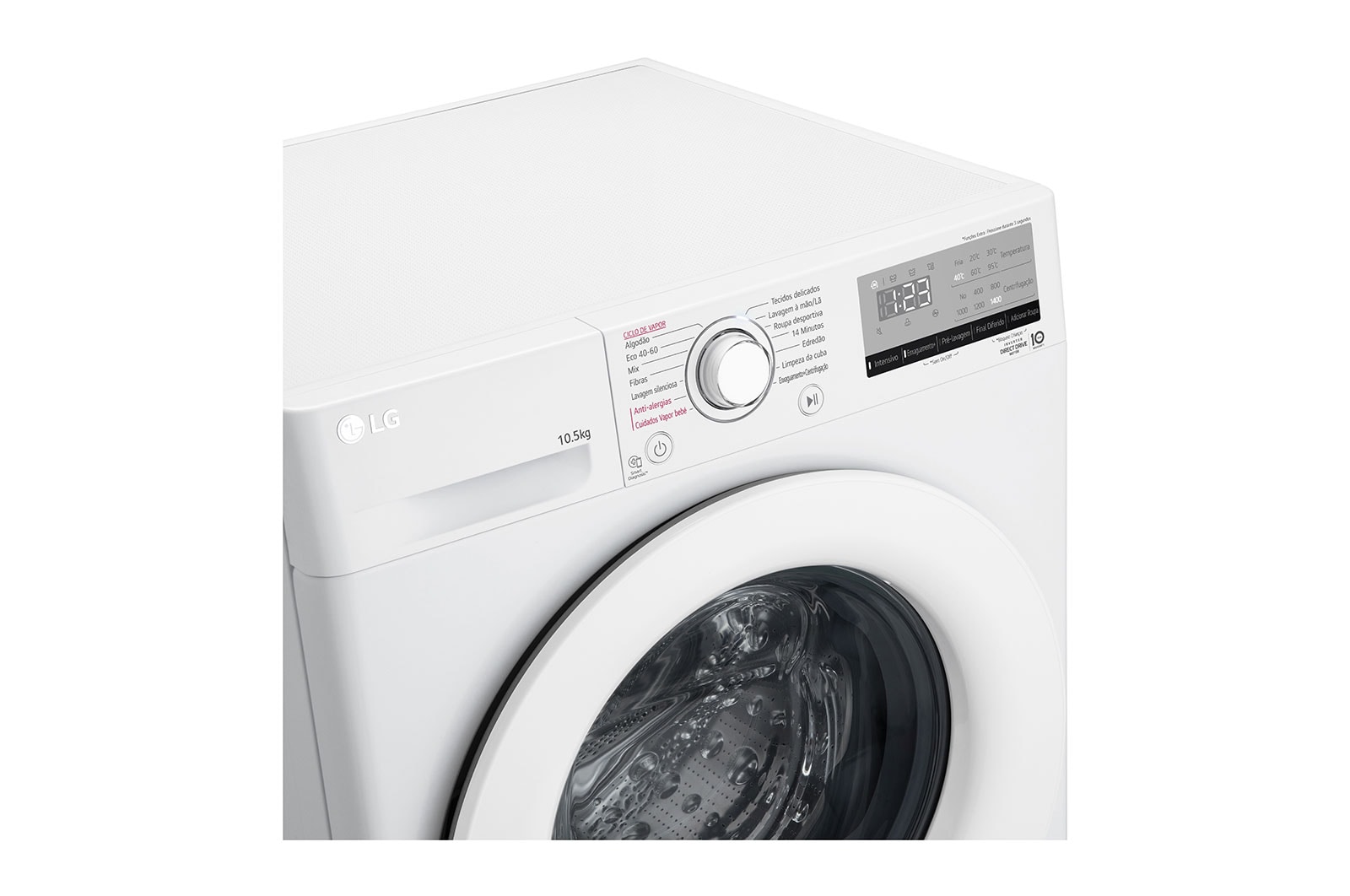 LG Máquina de lavar roupa LG F4WV301S3WE, 10,5 kg, eficiência energética B, 1400 r.p.m., AI DD™, Steam™, branco, F4WV301S3WE
