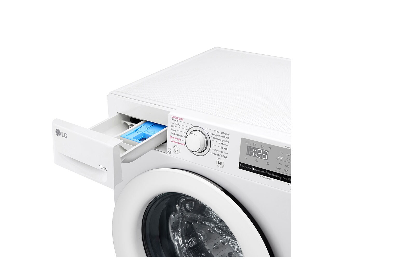LG Máquina de lavar roupa LG F4WV301S3WE, 10,5 kg, eficiência energética B, 1400 r.p.m., AI DD™, Steam™, branco, F4WV301S3WE