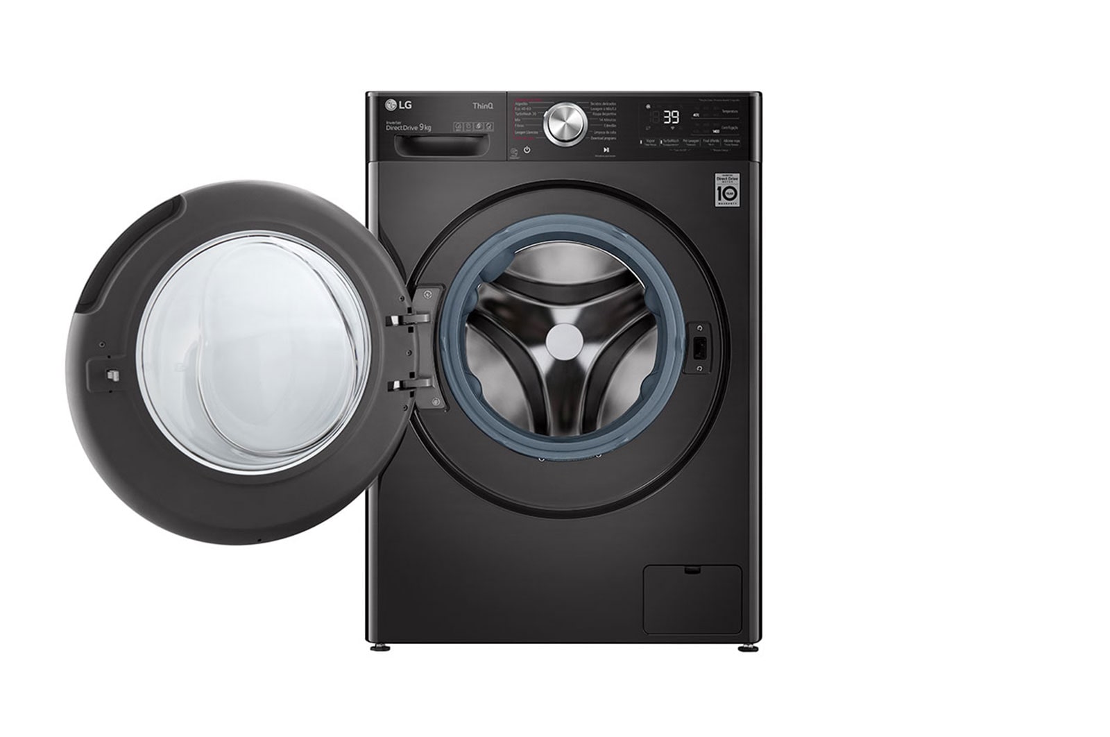 LG Máquina de lavar roupa LG F4WV9009P2B, 9 kg, eficiência energética A, 1400 r.p.m., AI DD™, Steam+™, TurboWash360™, preto, F4WV9009P2B