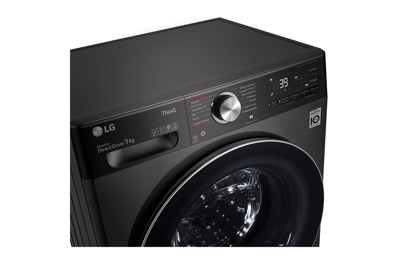 LG Máquina de lavar roupa LG F4WV9009P2B, 9 kg, eficiência energética A, 1400 r.p.m., AI DD™, Steam+™, TurboWash360™, preto, F4WV9009P2B