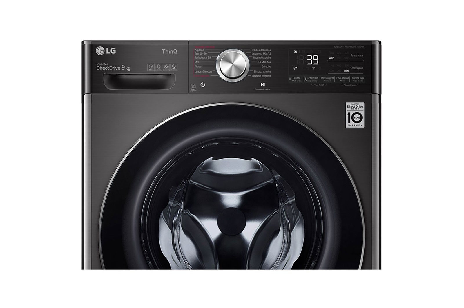 LG Máquina de lavar roupa LG F4WV9009P2B, 9 kg, eficiência energética A, 1400 r.p.m., AI DD™, Steam+™, TurboWash360™, preto, F4WV9009P2B