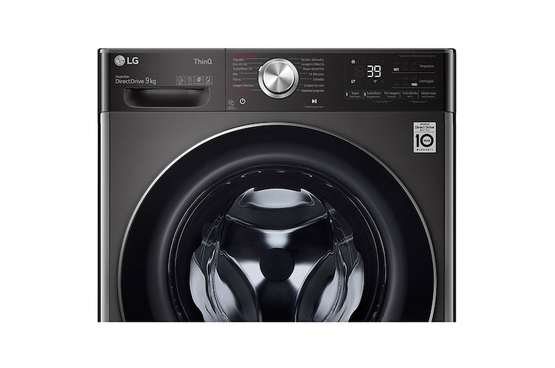 LG Máquina de lavar roupa LG F4WV9009P2B, 9 kg, eficiência energética A, 1400 r.p.m., AI DD™, Steam+™, TurboWash360™, preto, F4WV9009P2B