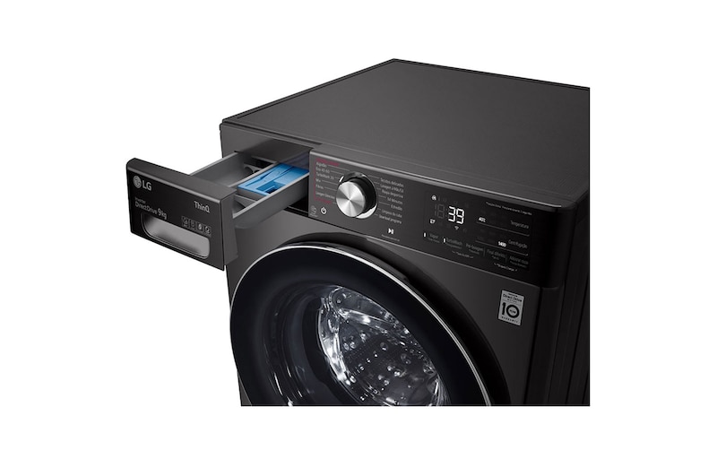LG Máquina de lavar roupa LG F4WV9009P2B, 9 kg, eficiência energética A, 1400 r.p.m., AI DD™, Steam+™, TurboWash360™, preto, F4WV9009P2B