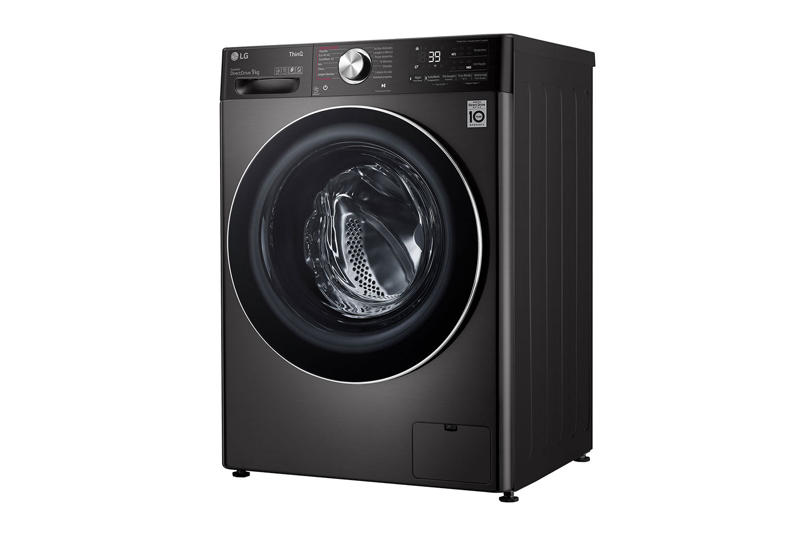 LG Máquina de lavar roupa LG F4WV9009P2B, 9 kg, eficiência energética A, 1400 r.p.m., AI DD™, Steam+™, TurboWash360™, preto, F4WV9009P2B