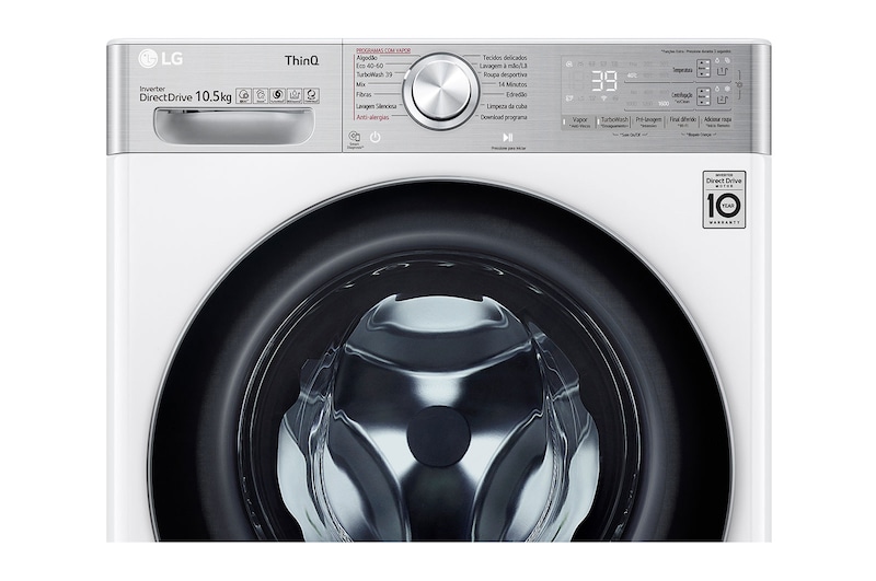 LG Máquina de lavar roupa LG F6WV9510P2W, 10,5 kg, eficiência energética A, 1600 r.p.m., AI DD™, Steam+™, TurboWash360™, ezDispense™, branco, F6WV9510P2W