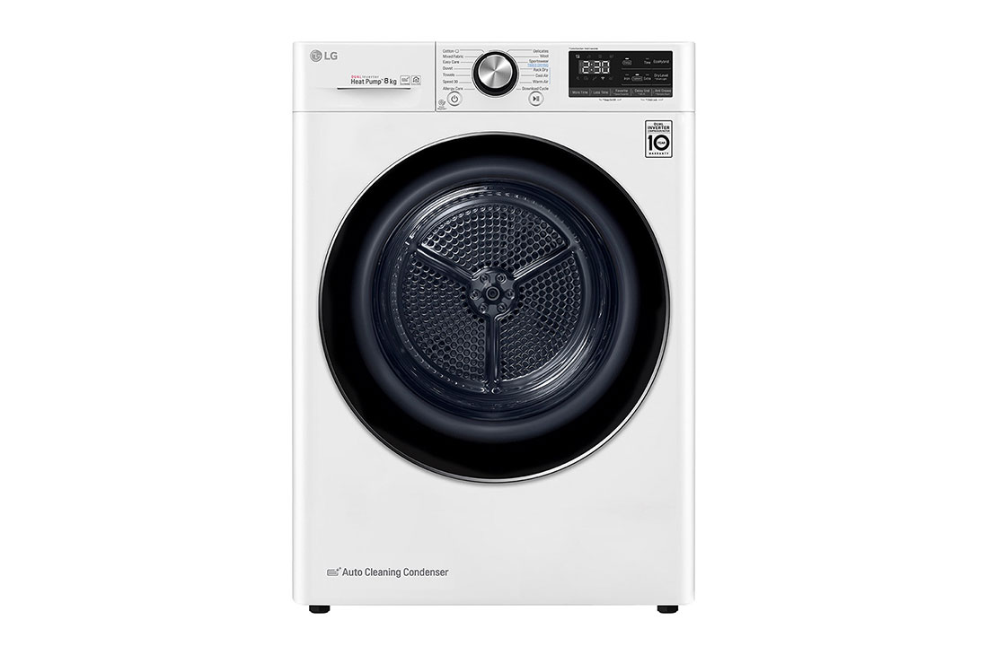 LG Máquina de secar roupa LG RC80V9AV2W, 8 kg, Dual Inverter Heat Pump™, eficiência energética A+++ (-10%), EcoHybrid™, limpeza automática do condensador, branco, RC80V9AV2W