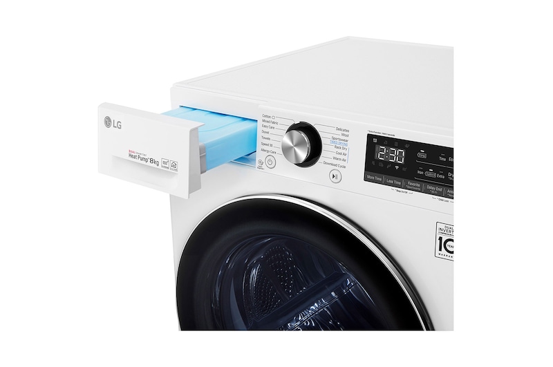 LG Máquina de secar roupa LG RC80V9AV2W, 8 kg, Dual Inverter Heat Pump™, eficiência energética A+++ (-10%), EcoHybrid™, limpeza automática do condensador, branco, RC80V9AV2W