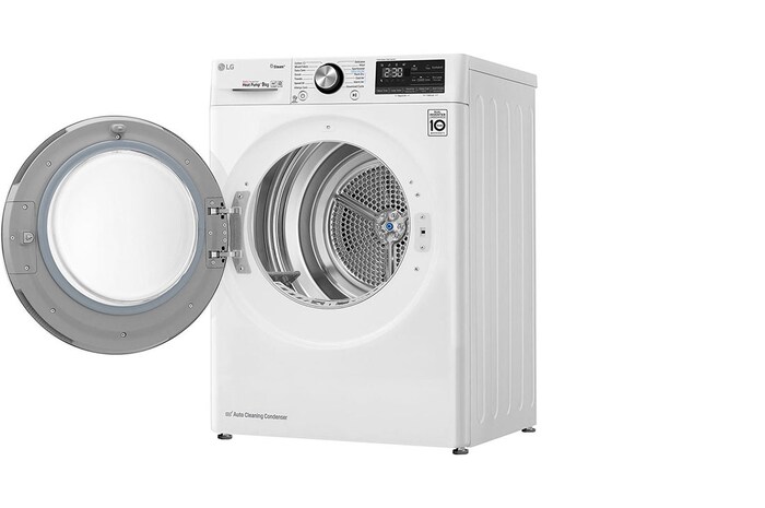 LG Máquina de secar roupa LG RC90V9AV2W, 9 kg, Dual Inverter Heat Pump™, eficiência energética C, EcoHybrid™, limpeza automática do condensador, branco , RC90V9AV2W