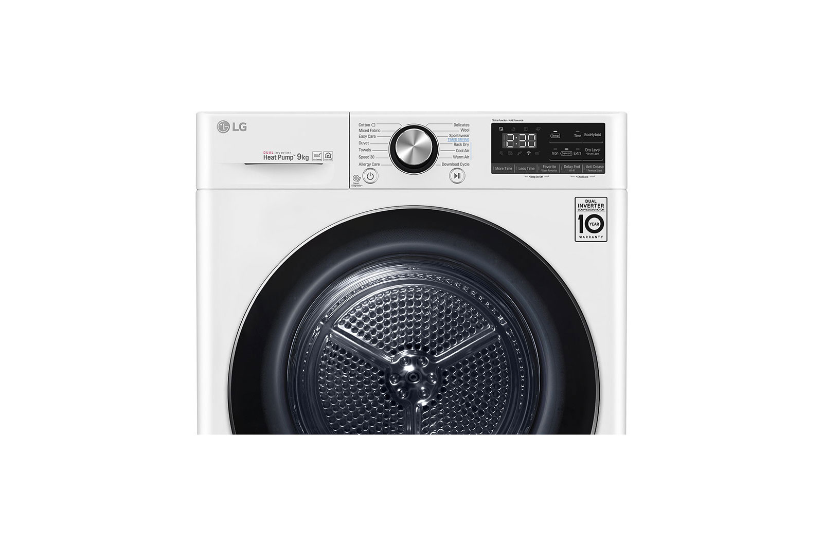 LG Máquina de secar roupa LG RC90V9AV2W, 9 kg, Dual Inverter Heat Pump™, eficiência energética A+++ (-10%), EcoHybrid™, limpeza automática do condensador, branco, RC90V9AV2W