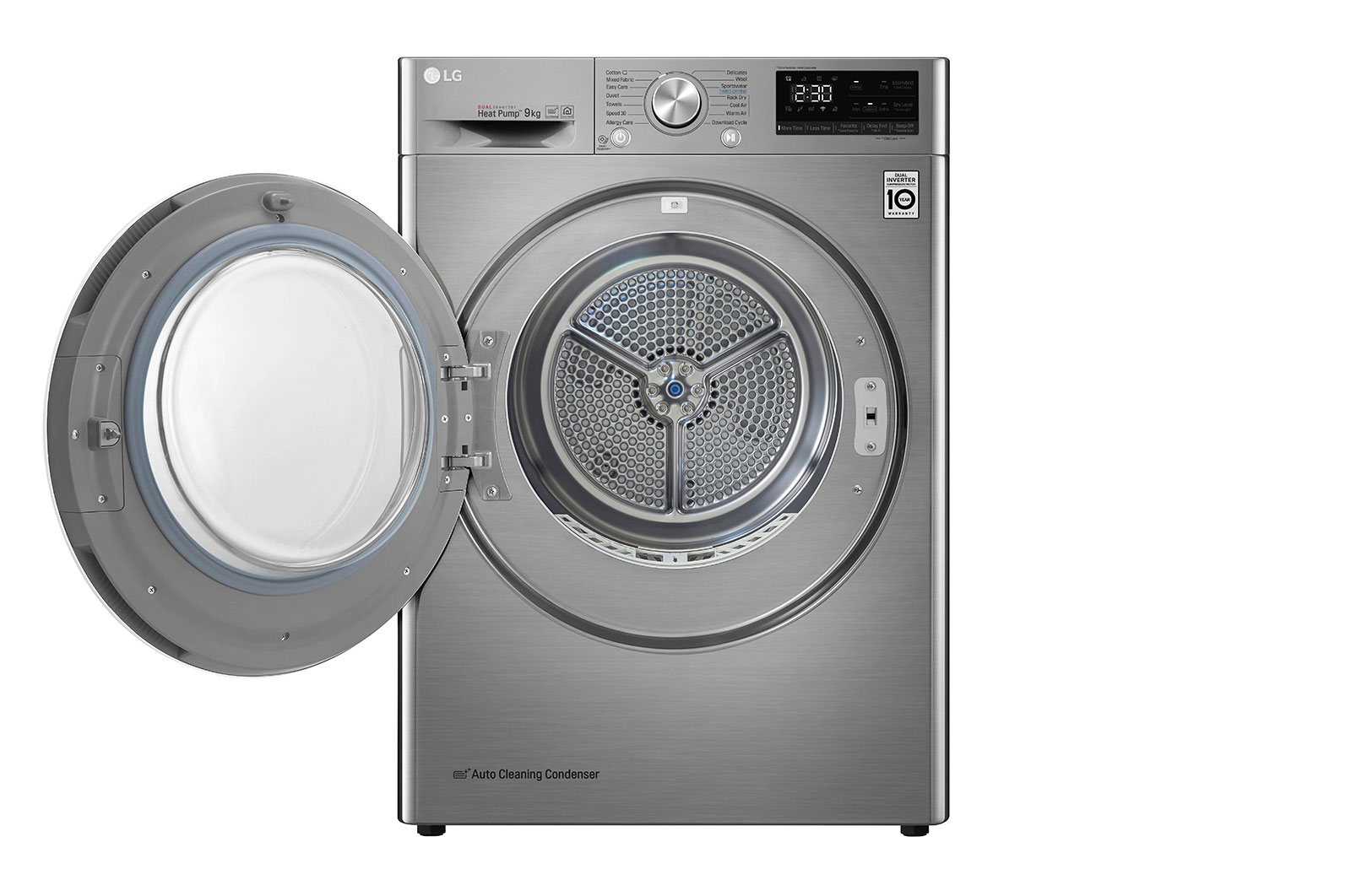 LG Máquina de secar roupa LG RC90V9EV2Q, 9 kg, Dual Inverter Heat Pump™, eficiência energética A+++, EcoHybrid™, limpeza automática do condensador, inox, RC90V9EV2Q