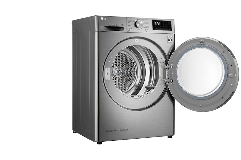 LG Máquina de secar roupa LG RC90V9EV2Q, 9 kg, Dual Inverter Heat Pump™, eficiência energética A+++, EcoHybrid™, limpeza automática do condensador, inox, RC90V9EV2Q