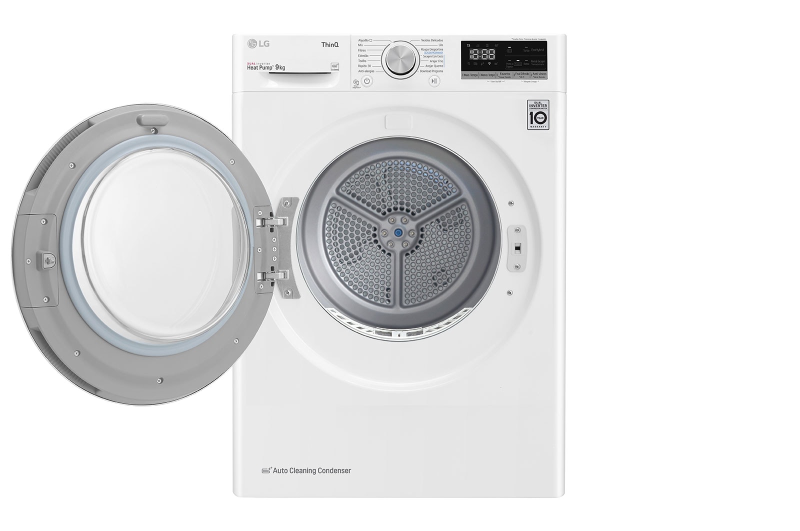 LG Máquina de secar roupa LG RH90V5AV6Q, 9 kg, Dual Inverter Heat Pump™, eficiência energética A++, EcoHybrid™, limpeza automática do condensador, branco, RH90V5AV6Q