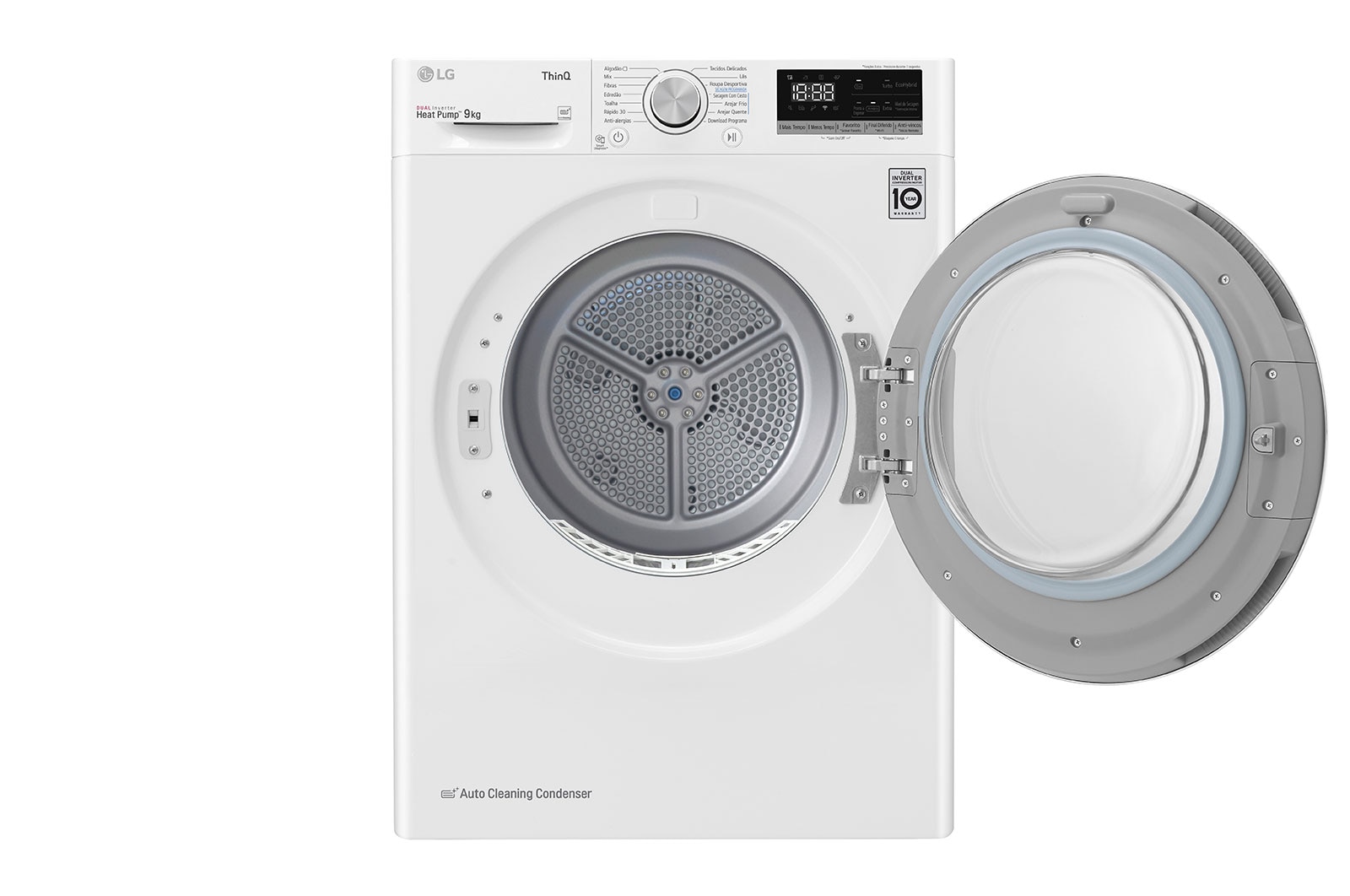 LG Máquina de secar roupa LG RH90V5AV6Q, 9 kg, Dual Inverter Heat Pump™, eficiência energética A++, EcoHybrid™, limpeza automática do condensador, branco, RH90V5AV6Q