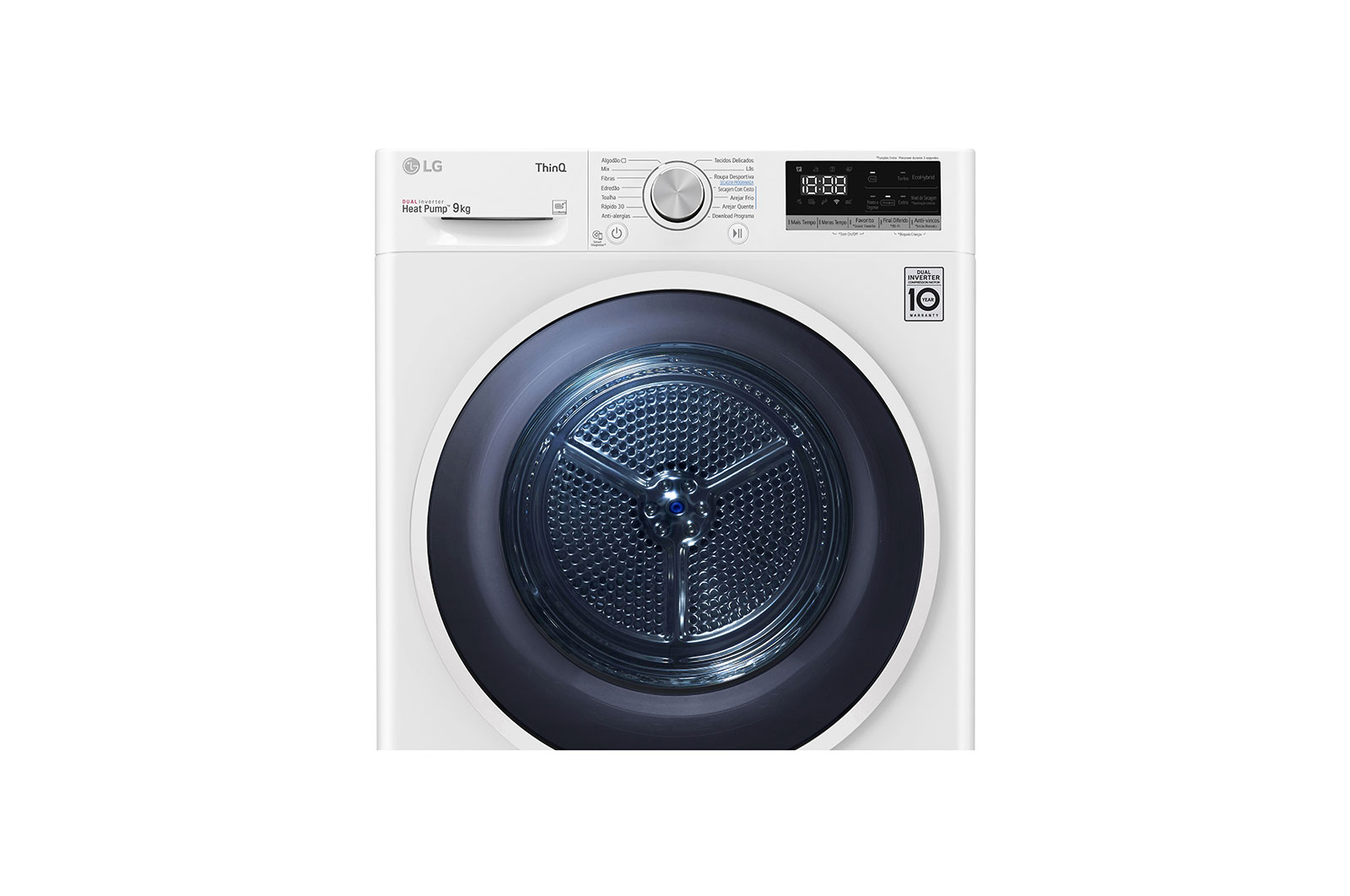 LG Máquina de secar roupa LG RH90V5AV6Q, 9 kg, Dual Inverter Heat Pump™, eficiência energética A++, EcoHybrid™, limpeza automática do condensador, branco, RH90V5AV6Q