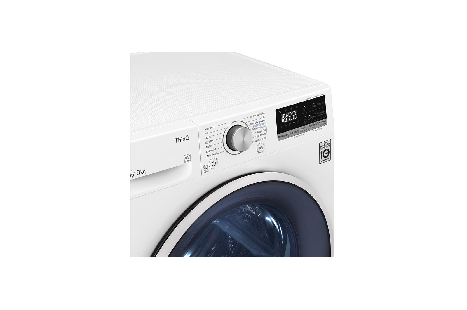 LG Máquina de secar roupa LG RH90V5AV6Q, 9 kg, Dual Inverter Heat Pump™, eficiência energética A++, EcoHybrid™, limpeza automática do condensador, branco, RH90V5AV6Q