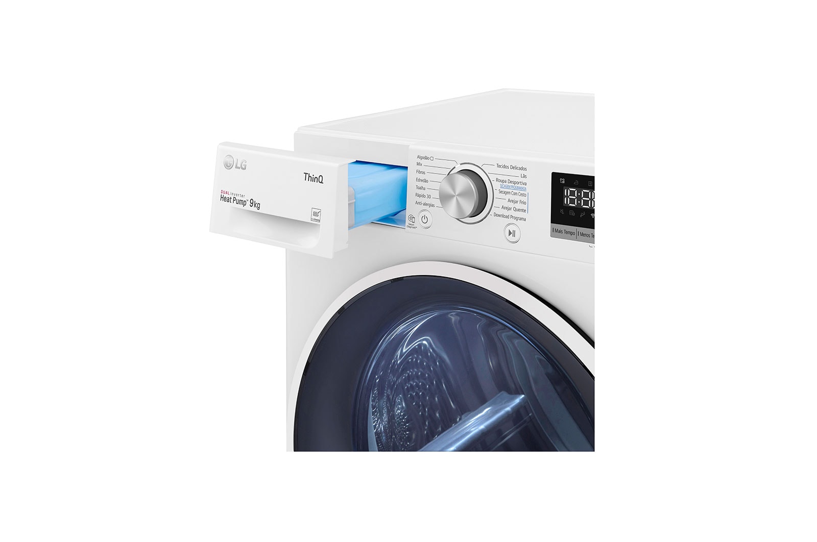 LG Máquina de secar roupa LG RH90V5AV6Q, 9 kg, Dual Inverter Heat Pump™, eficiência energética A++, EcoHybrid™, limpeza automática do condensador, branco, RH90V5AV6Q