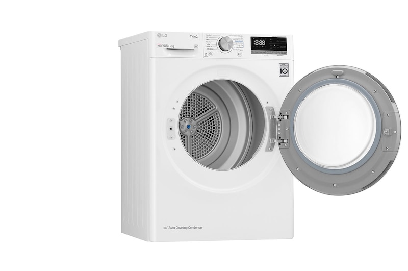 LG Máquina de secar roupa LG RH90V5AV6Q, 9 kg, Dual Inverter Heat Pump™, eficiência energética A++, EcoHybrid™, limpeza automática do condensador, branco, RH90V5AV6Q