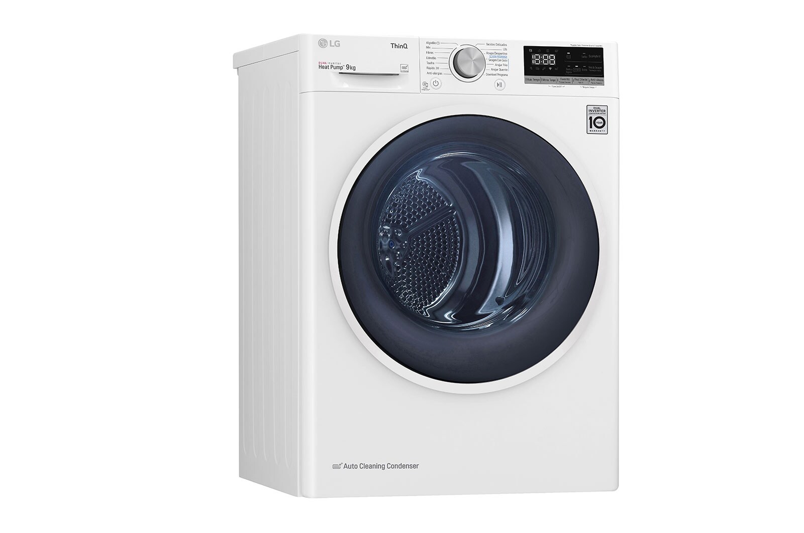 LG Máquina de secar roupa LG RH90V5AV6Q, 9 kg, Dual Inverter Heat Pump™, eficiência energética A++, EcoHybrid™, limpeza automática do condensador, branco, RH90V5AV6Q