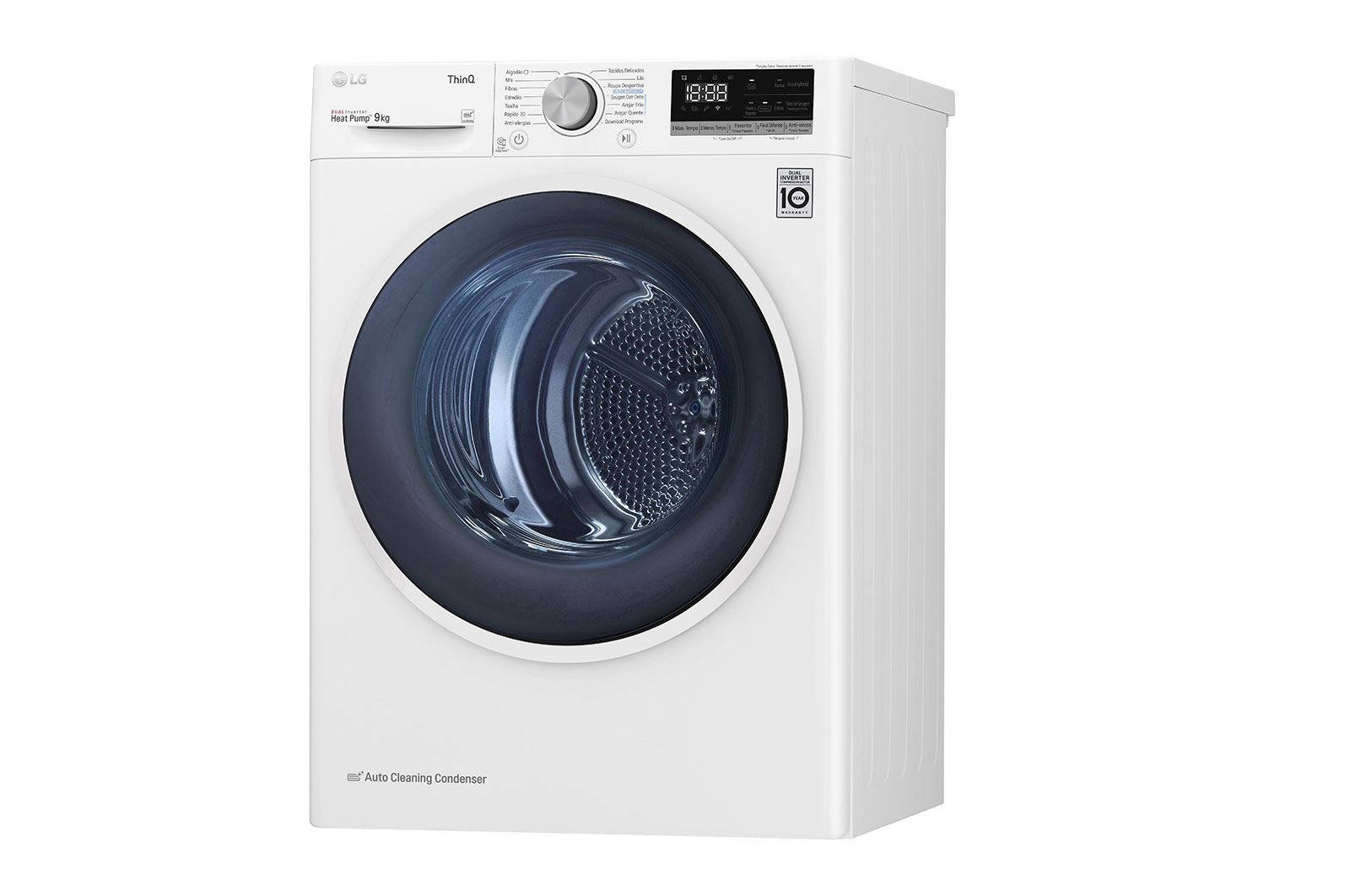 LG Máquina de secar roupa LG RH90V5AV6Q, 9 kg, Dual Inverter Heat Pump™, eficiência energética A++, EcoHybrid™, limpeza automática do condensador, branco, RH90V5AV6Q