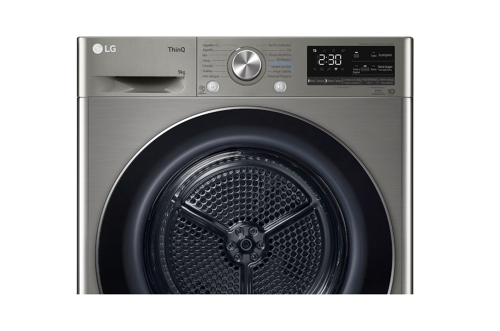 LG Máquina de secar roupa | 9 kg | Dual Inverter Heat Pump™ | Etiqueta energética A+++ | EcoHybrid™ | Limpeza automática condensador, RH90V9PV2N
